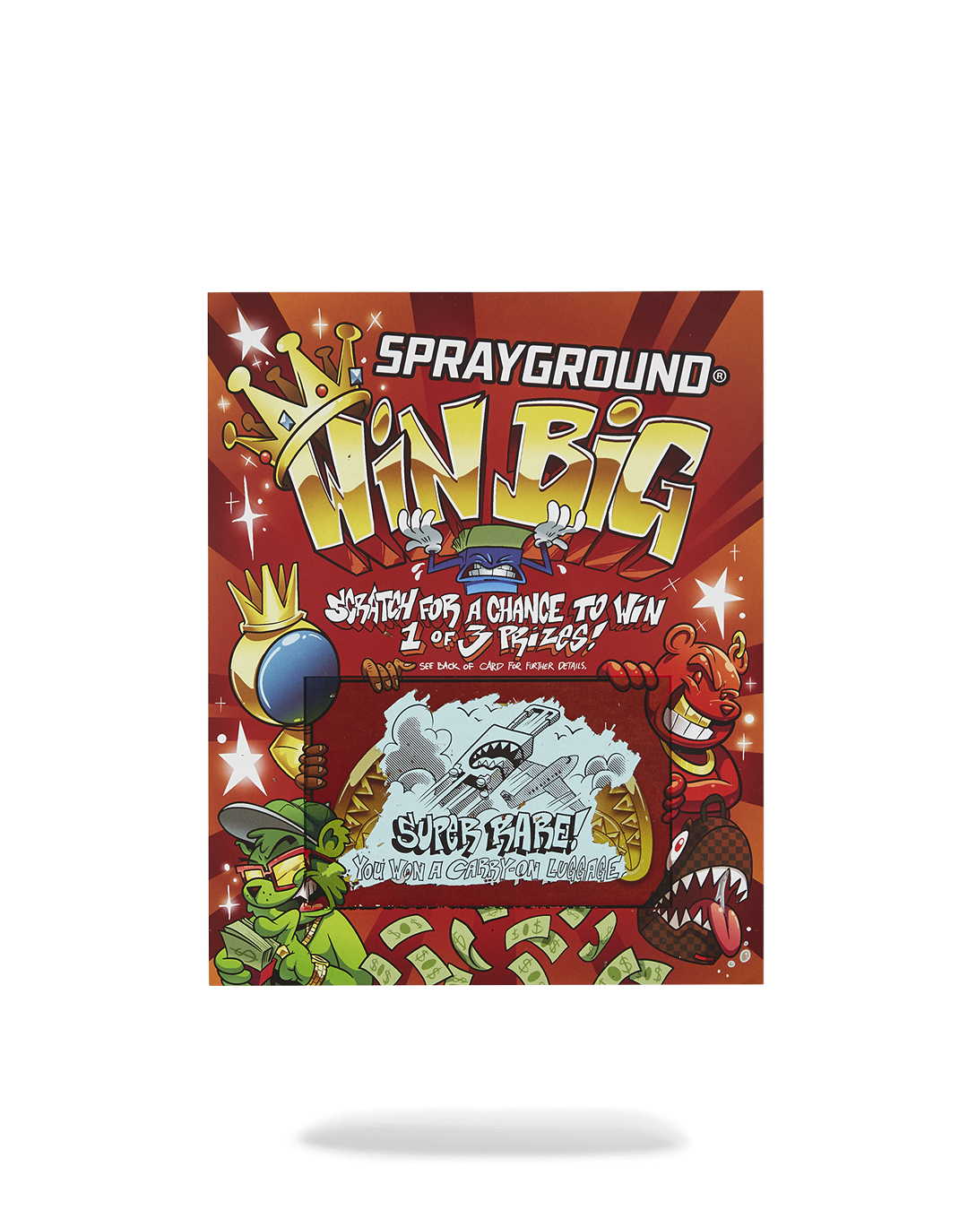 SPRAYGROUND SCRATCH OFF PLAYING CARD - WIN A BACKPACK, MONEYBEAR OR LUGGAGE!